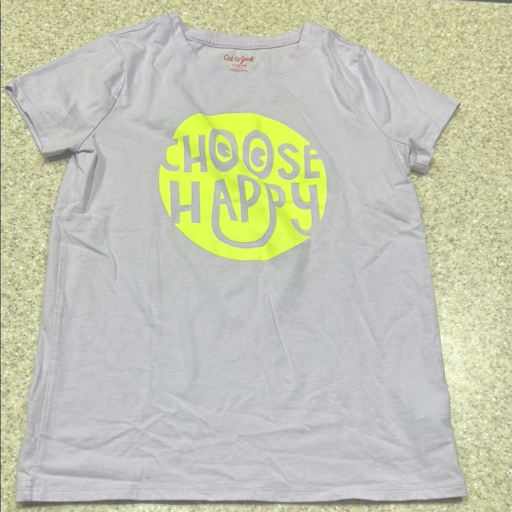 Cat & Jack large purple short sleeve shirt choose happy